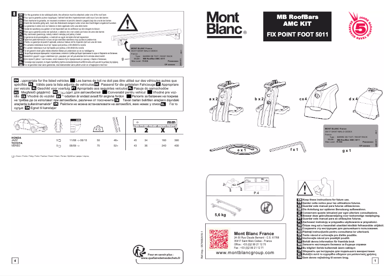 Page 1 de la notice Manuel utilisateur Mont Blanc AMC 5011