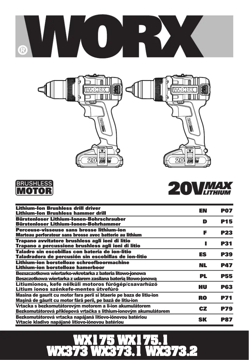 Page n°1 - Manuel utilisateur Worx WX373