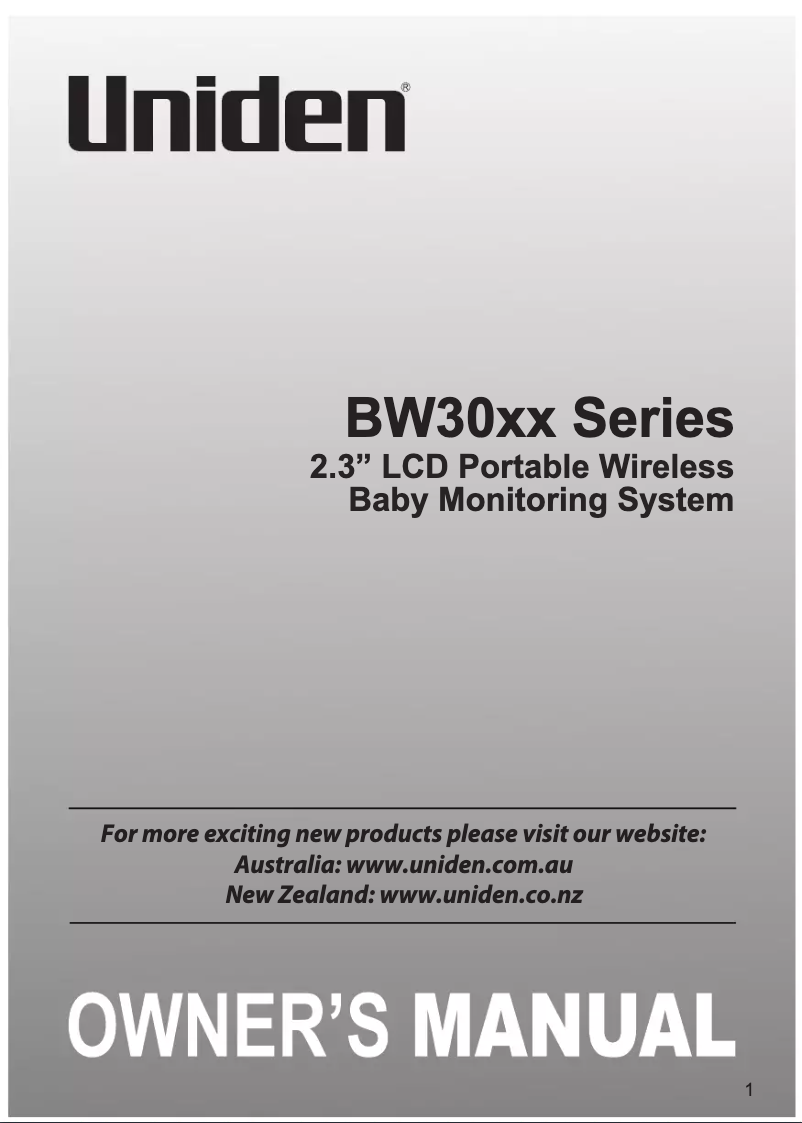 Page 1 de la notice Manuel utilisateur Uniden BW 3002