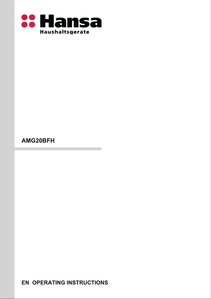 Page 1 de la notice Manuel utilisateur Hansa AMG20BFH