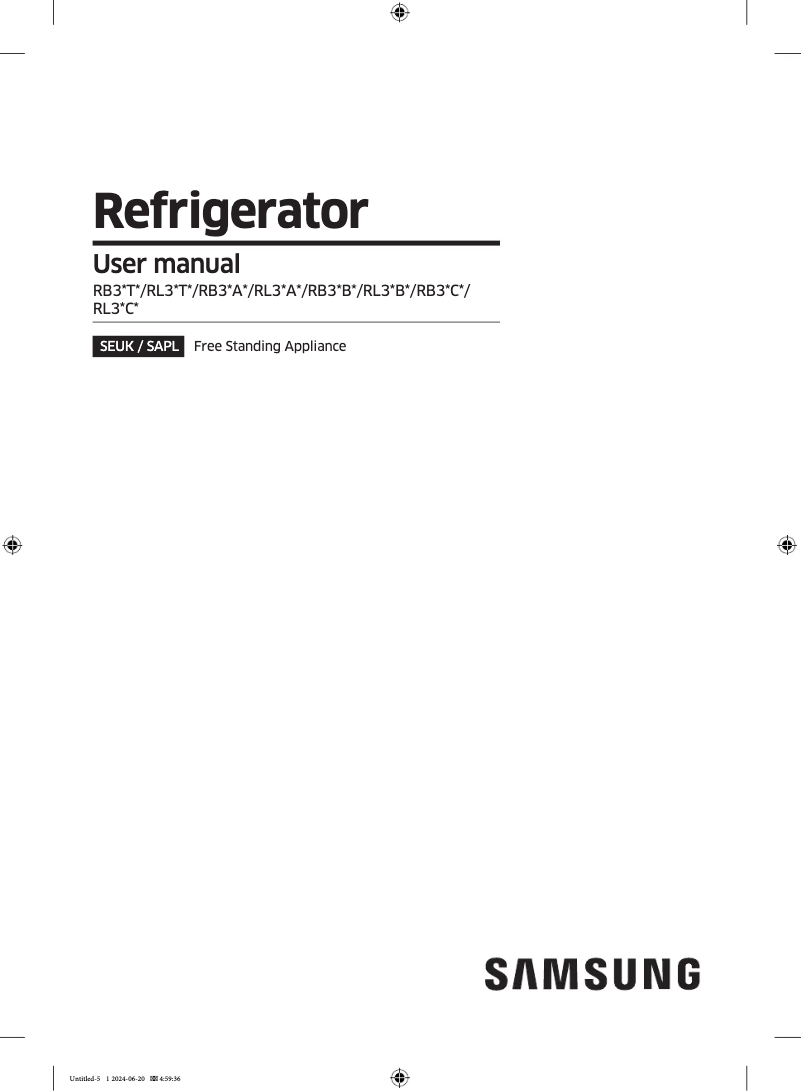 Page 1 de la notice Manuel utilisateur Samsung RB34A6B2E41