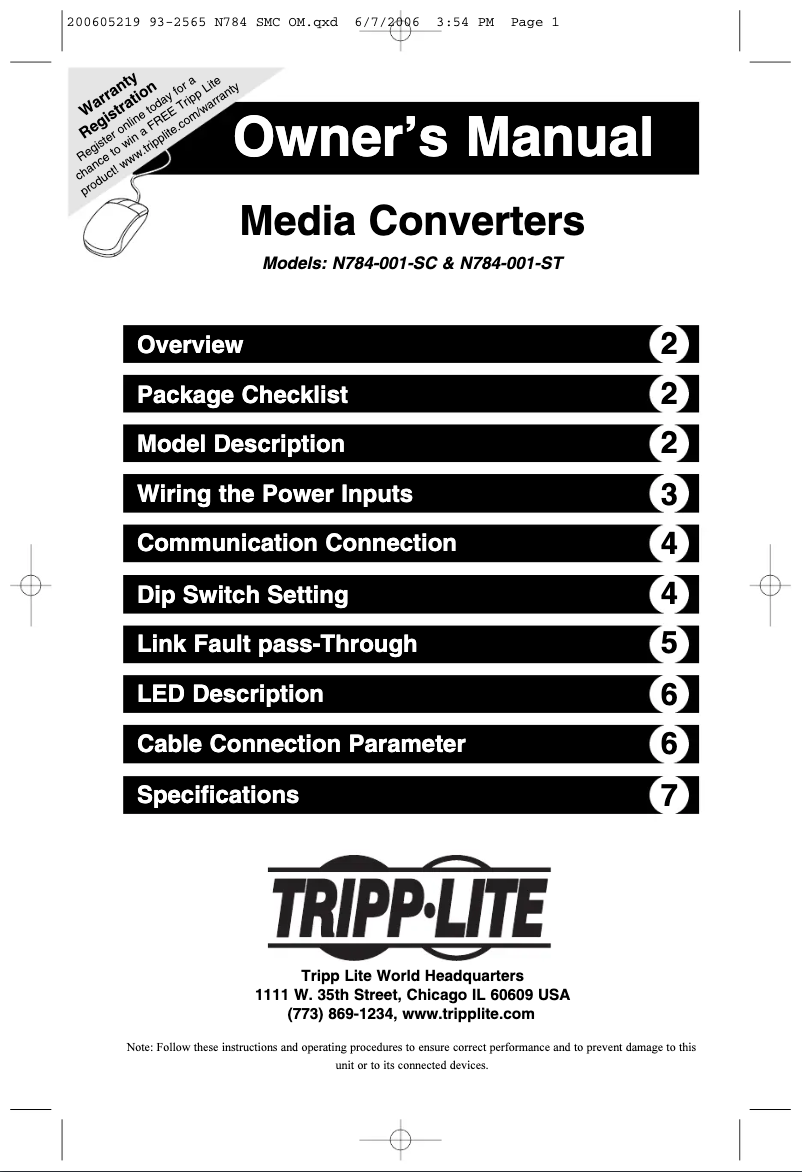 Image de la première page du manuel de l'appareil N784-001-SC