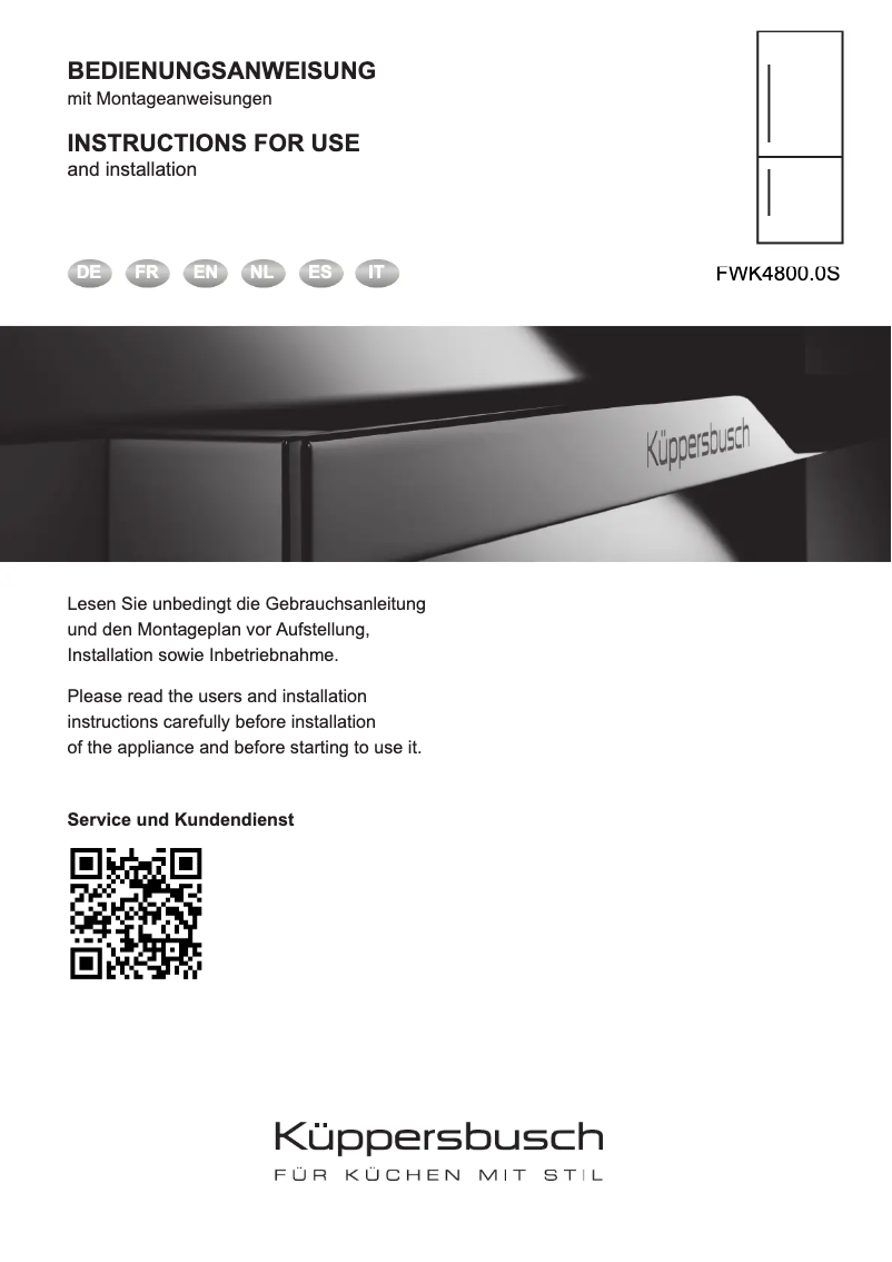 Page 1 de la notice Manuel utilisateur Küppersbusch FWK4800.0S