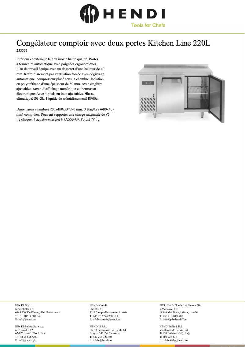 Page 1 de la notice Fiche technique Arktic 233351