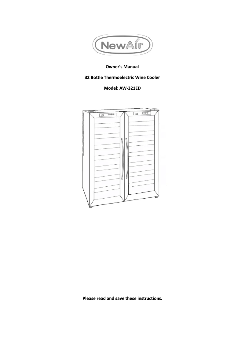 Page n°1 - Manuel utilisateur NewAir AW-321ED