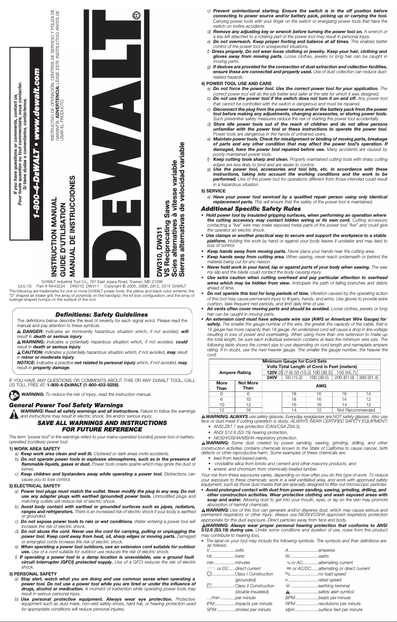 Image de la première page du manuel de l'appareil DW303MK