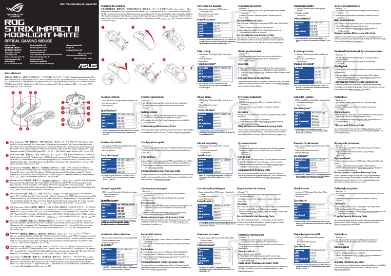 Page 1 de la notice Guide de démarrage rapide Asus ROG Strix Impact II Moonlight White
