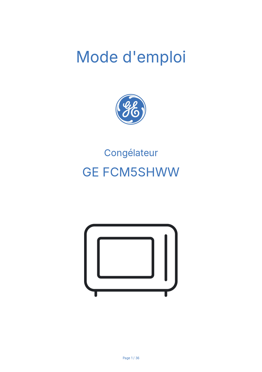 Page n°1 - Mode d'emploi GE FCM5SHWW