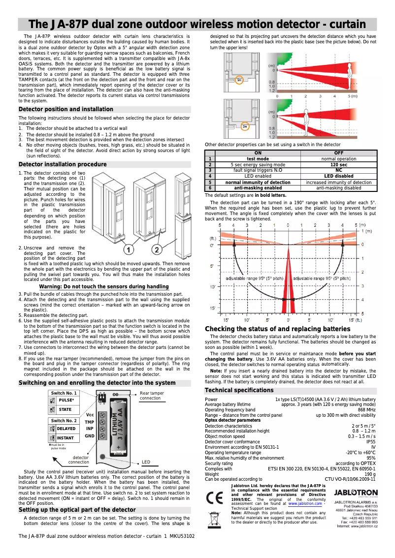 Image de la première page du manuel de l'appareil JA-87P