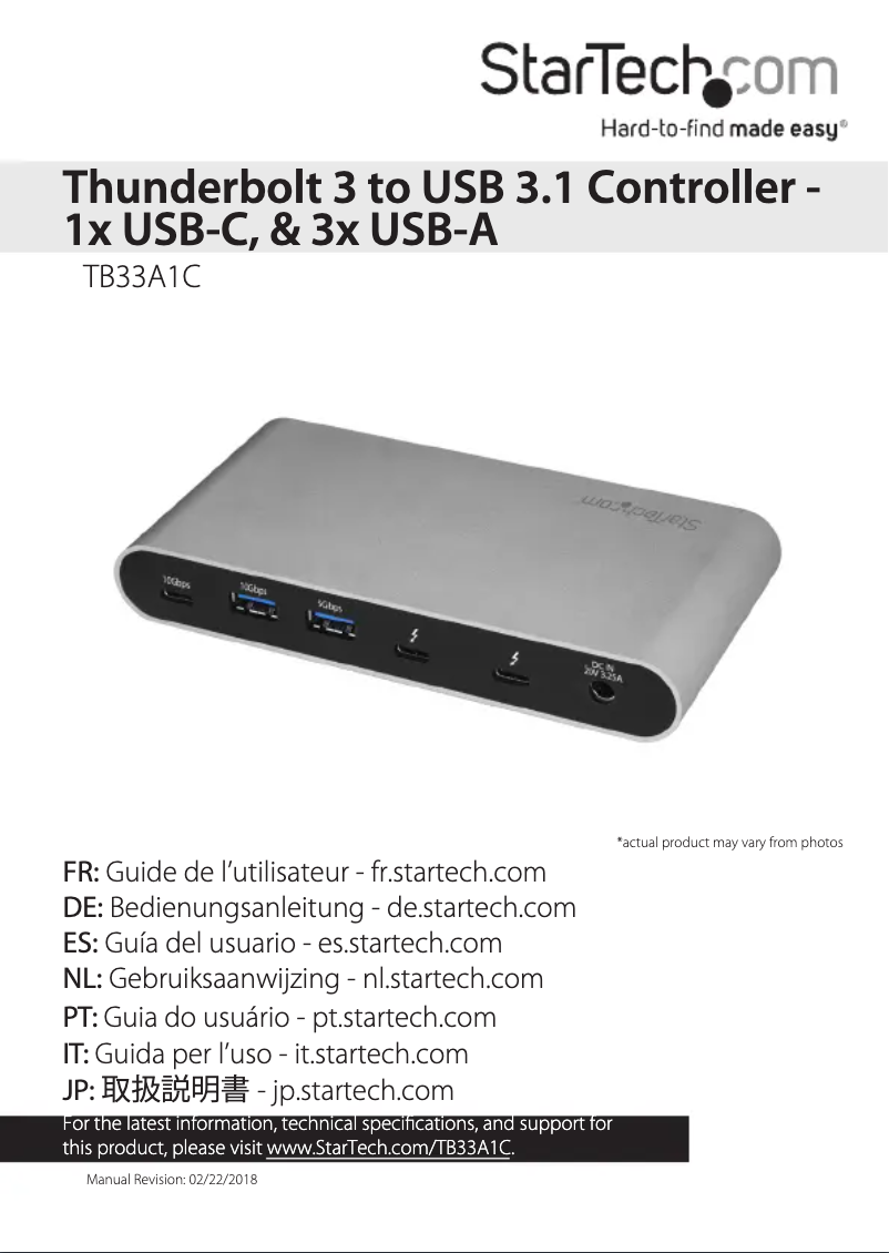 Page 1 de la notice Manuel utilisateur StarTech.com TB33A1C