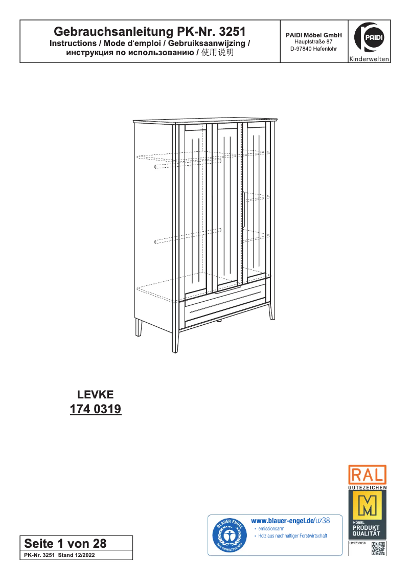 Image de la première page du manuel de l'appareil Levke