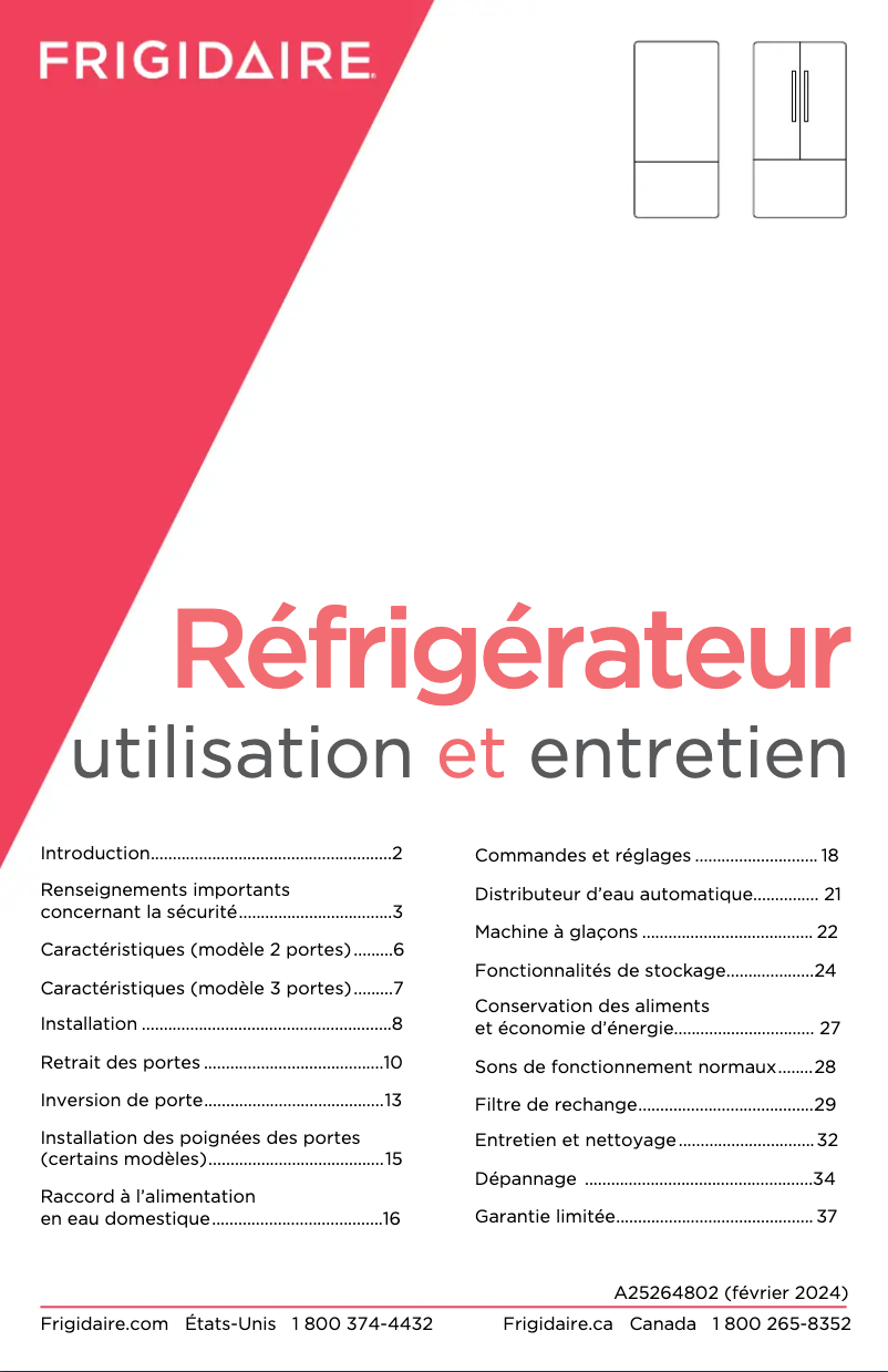 Page n°1 - Manuel utilisateur Frigidaire GRBN2012AF