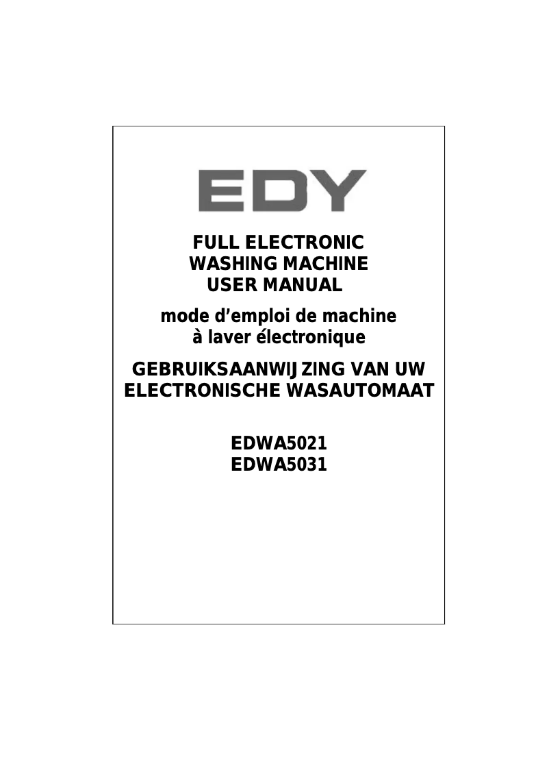 Page n°1 - Manuel utilisateur Edy EDWA5021