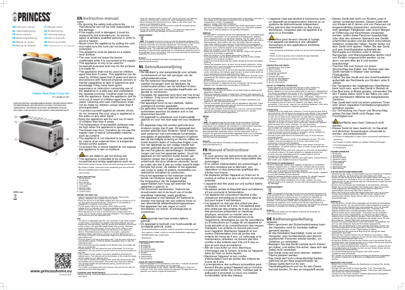 Page 1 de la notice Manuel utilisateur Princess Steel Style 142389
