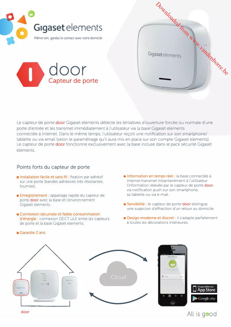 Page n°1 - Fiche technique Gigaset Door Sensor ONE X