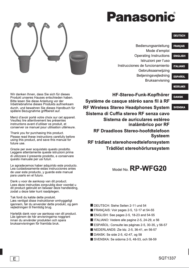 Page n°1 - Manuel utilisateur Panasonic RP-WFG20