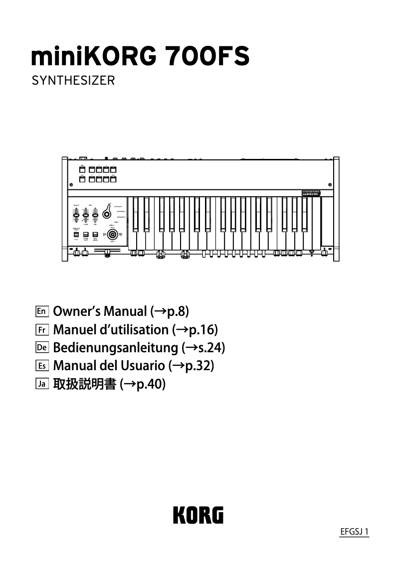 Image de la première page du manuel de l'appareil miniKORG 700FS