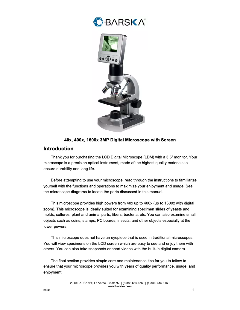 Página 1 del manual Manual de usuario Barska AY11374