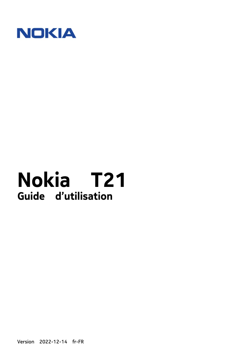 Page n°1 - Manuel utilisateur Nokia T21