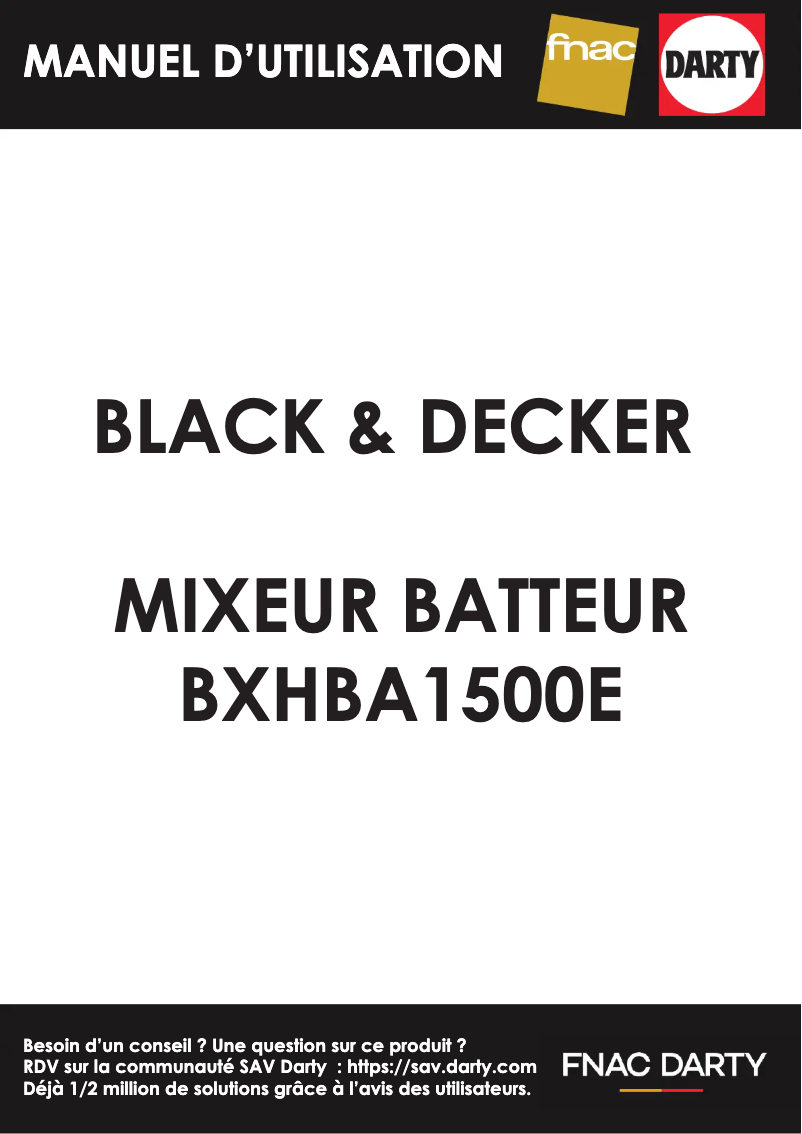 Page 1 de la notice Manuel utilisateur Black & Decker BXHBA1500E