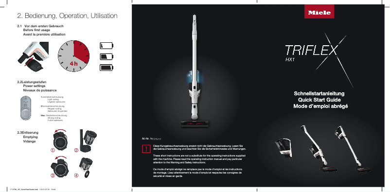 Page n°1 - Guide de démarrage rapide Miele Triflex HX1