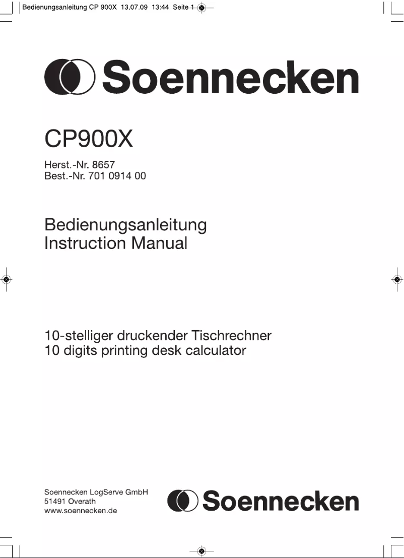 Page n°1 - Manuel utilisateur Soennecken CP900X