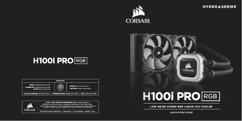 Image de la première page du manuel de l'appareil Hydro Series H100i Pro RGB