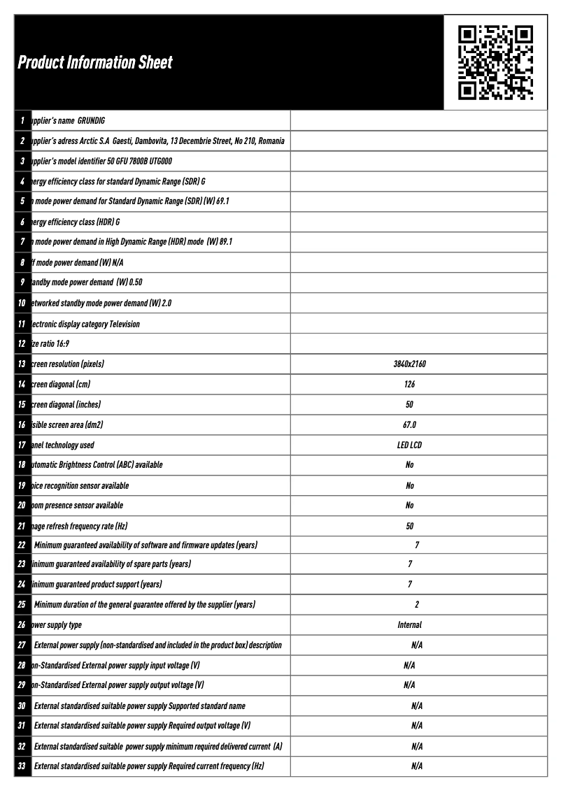 Image de la première page du manuel de l'appareil 50 GFU 7800B