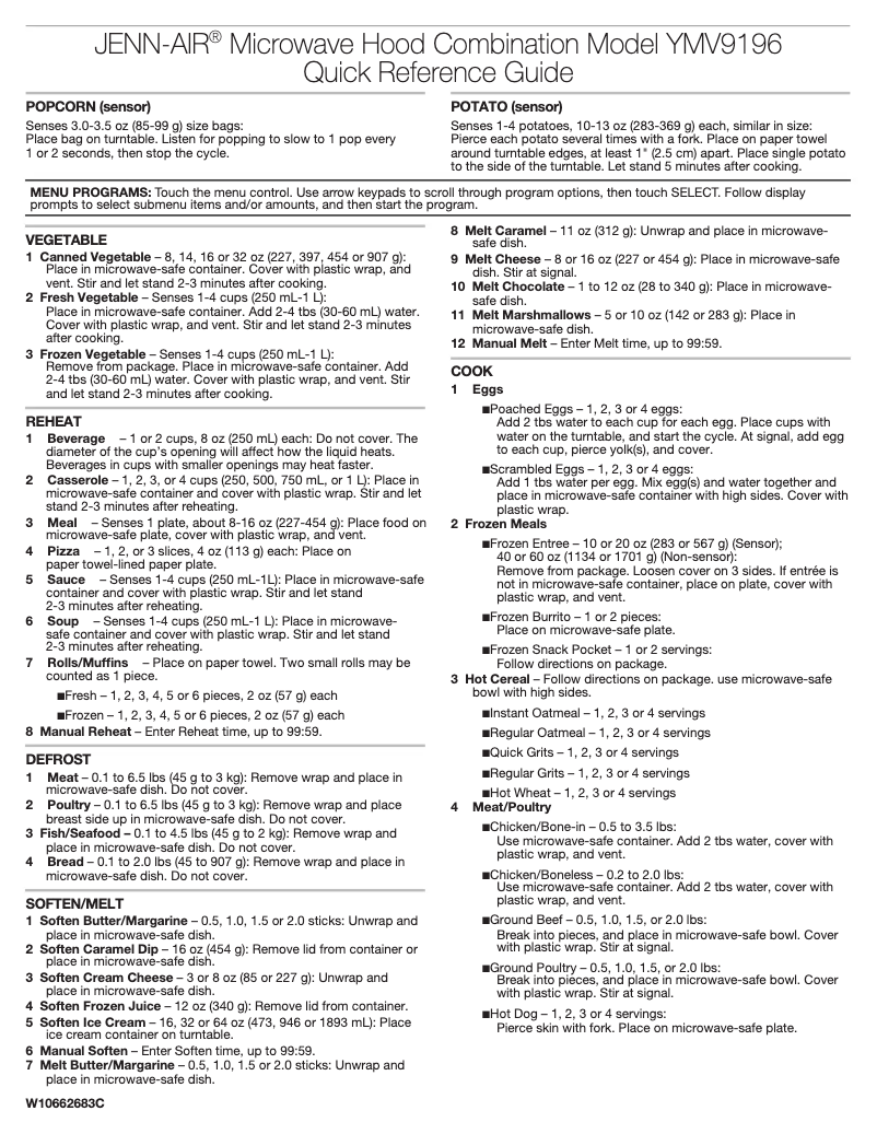 Image de la première page du manuel de l'appareil YJMV9196CS