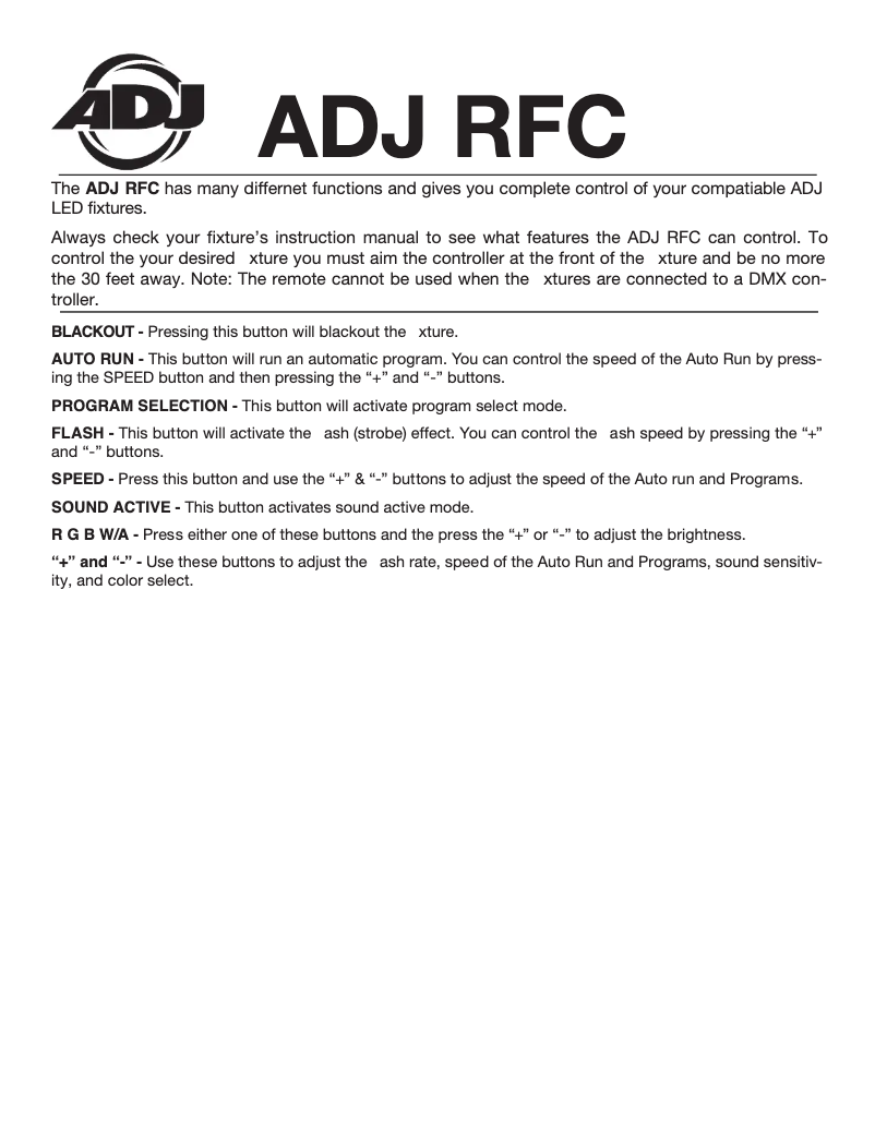 Page 1 de la notice Manuel utilisateur Adj RFC