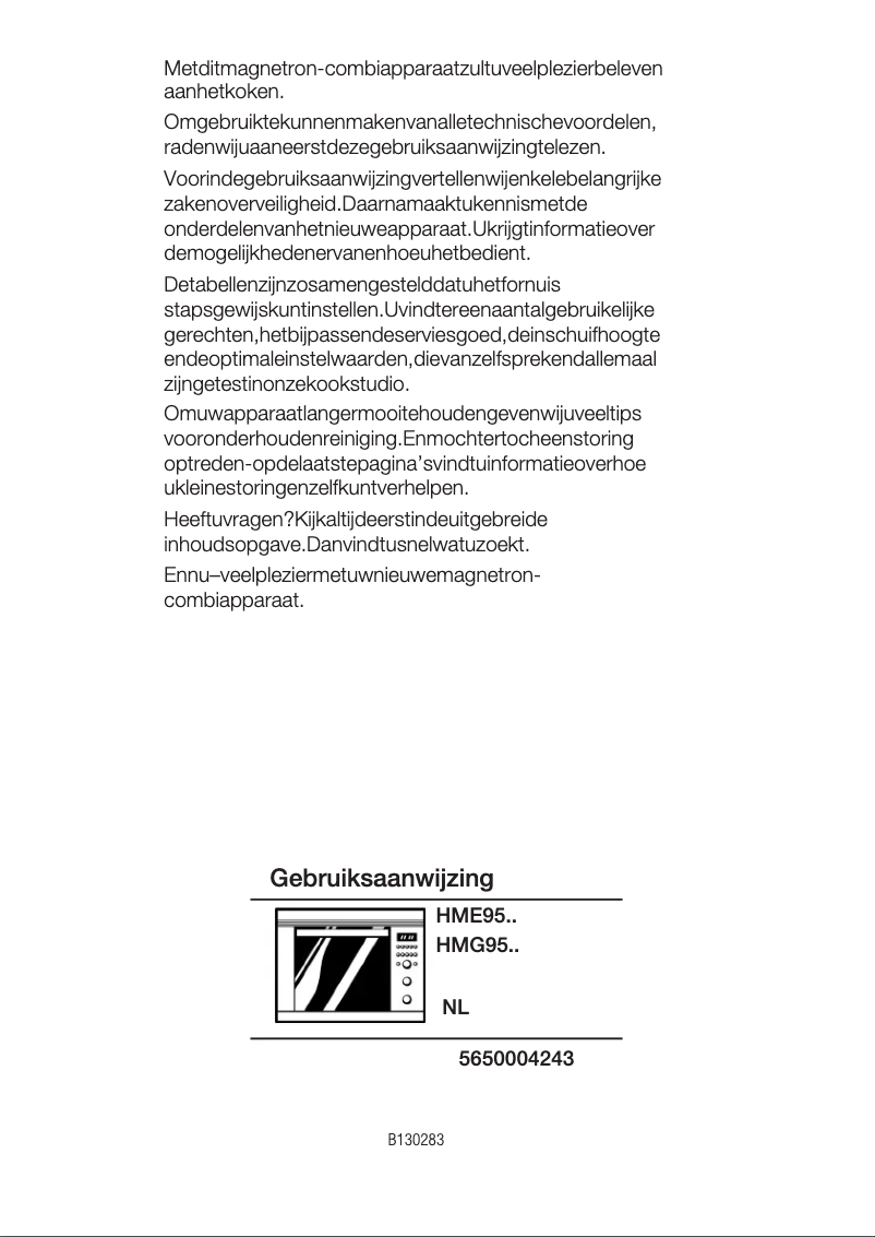 Page n°1 - Manuel utilisateur Bosch HME9570