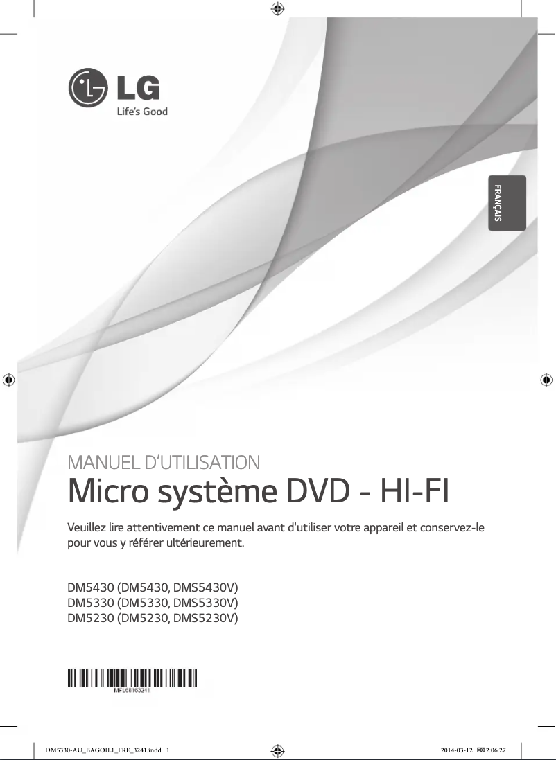 Page 1 de la notice Manuel utilisateur LG DM5230