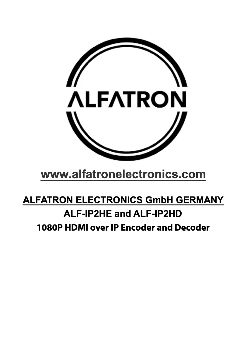 Page n°1 - Manuel utilisateur Alfatron ALF-IP2HE