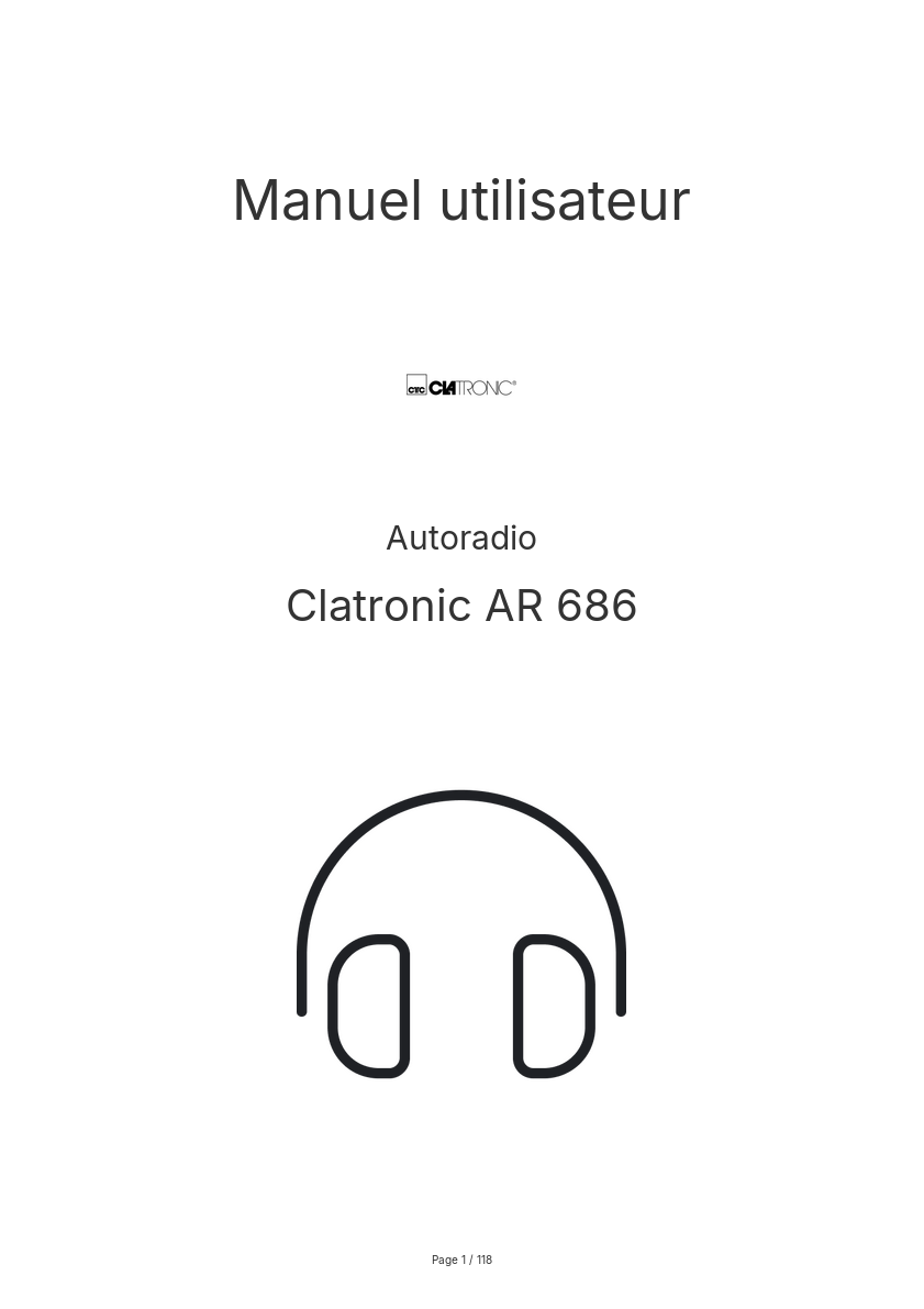 Page n°1 - Manuel utilisateur Clatronic AR 686