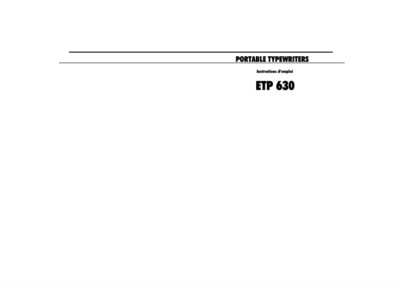 Page n°1 - Manuel utilisateur Olivetti ETP 630