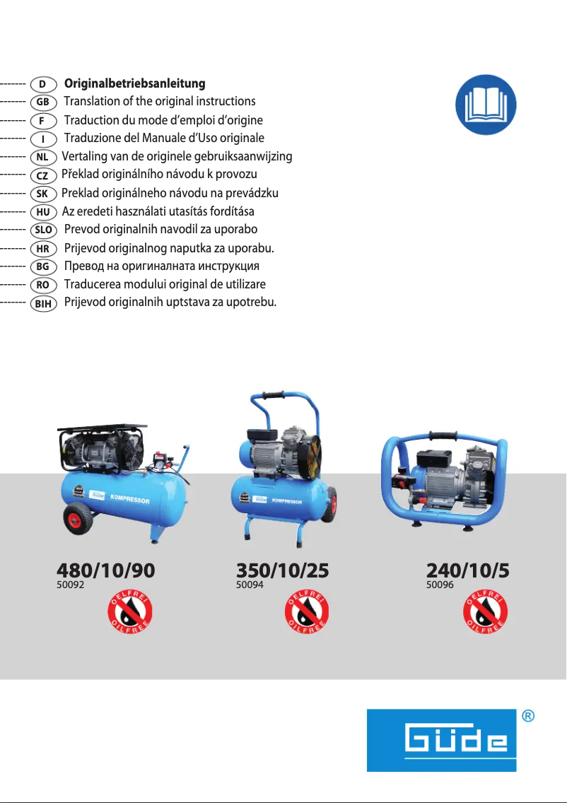 Image de la première page du manuel de l'appareil Kompressor Airpower 350/10/25
