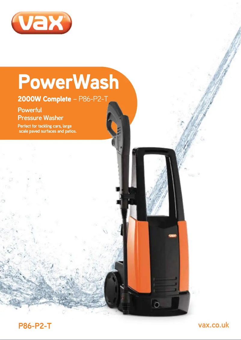 Página 1 del manual Manual de usuario Vax PowerWash P86-P2-P