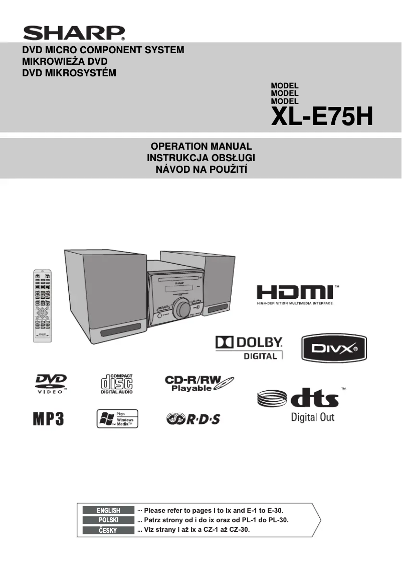 Page n°1 - Manuel utilisateur Sharp XL-E75H