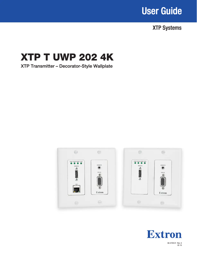 Page 1 de la notice Manuel utilisateur Extron XTP T UWP 202 4K