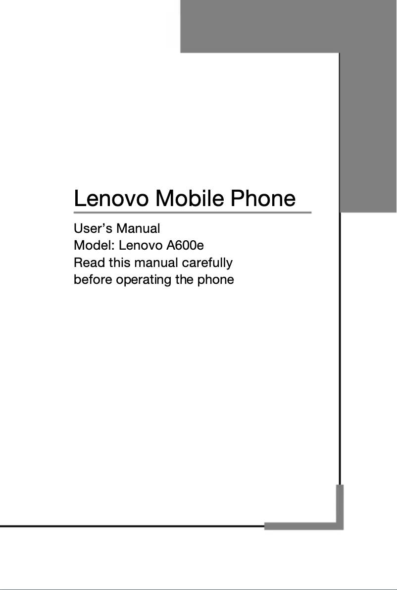 Image de la première page du manuel de l'appareil A600E