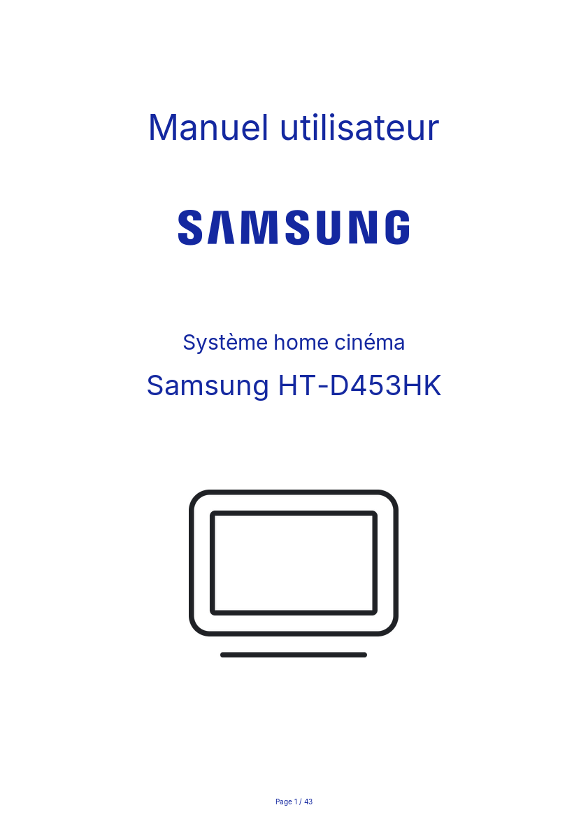 Page n°1 - Manuel utilisateur Samsung HT-D453HK