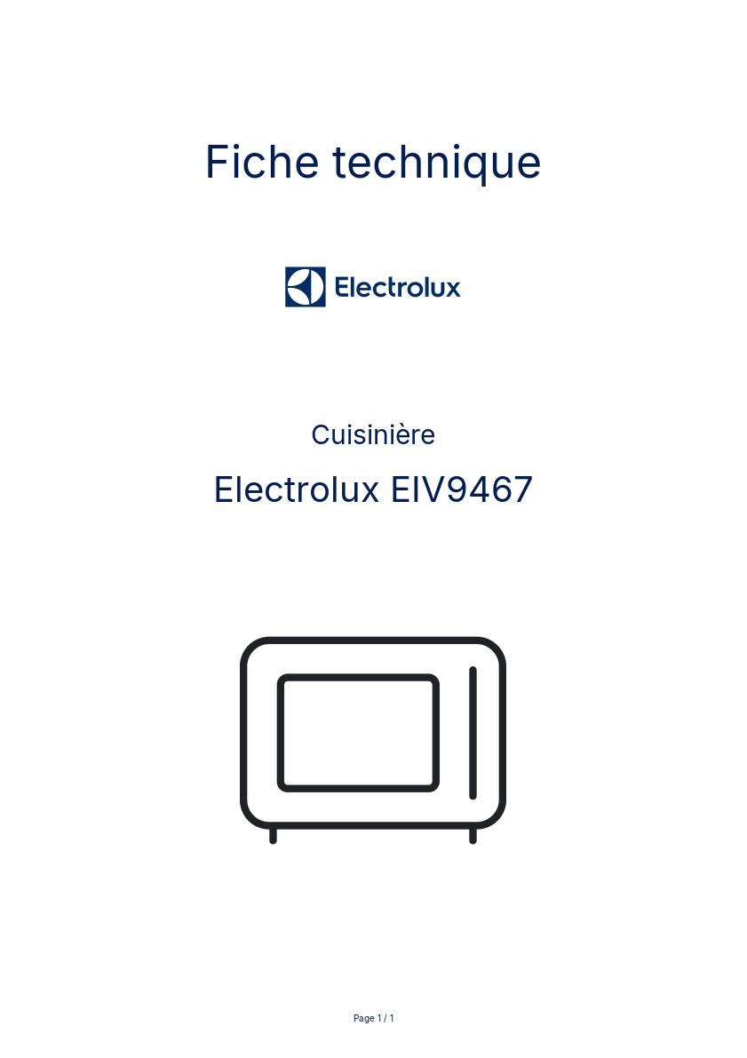 Image de la première page du manuel de l'appareil EIV9467