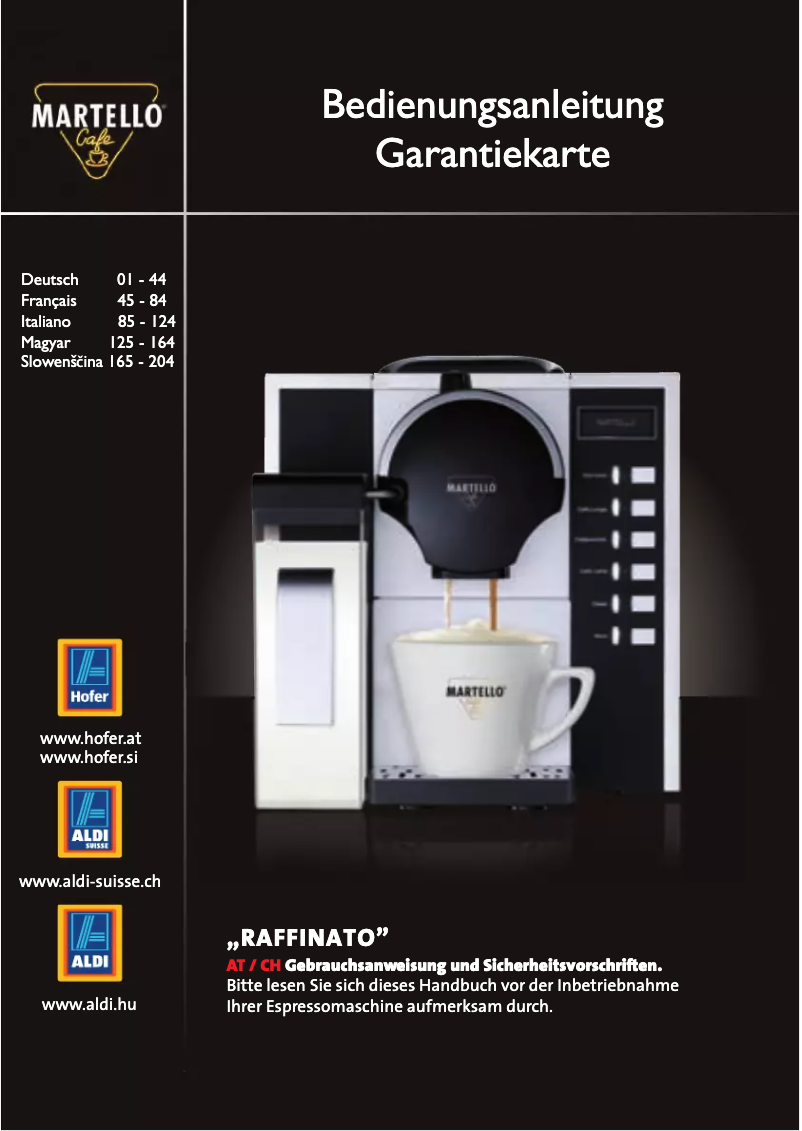 Page 1 de la notice Manuel utilisateur Martello Raffinato