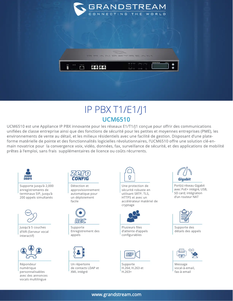Page n°1 - Fiche technique Grandstream UCM6510