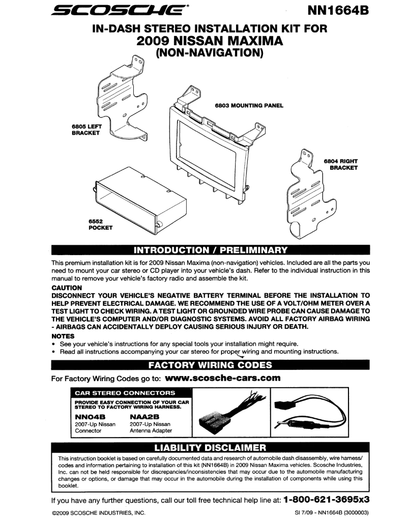 Page n°1 - Manuel utilisateur Scosche NN1664B