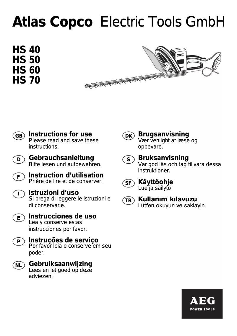 Page n°1 - Manuel utilisateur AEG HS 70