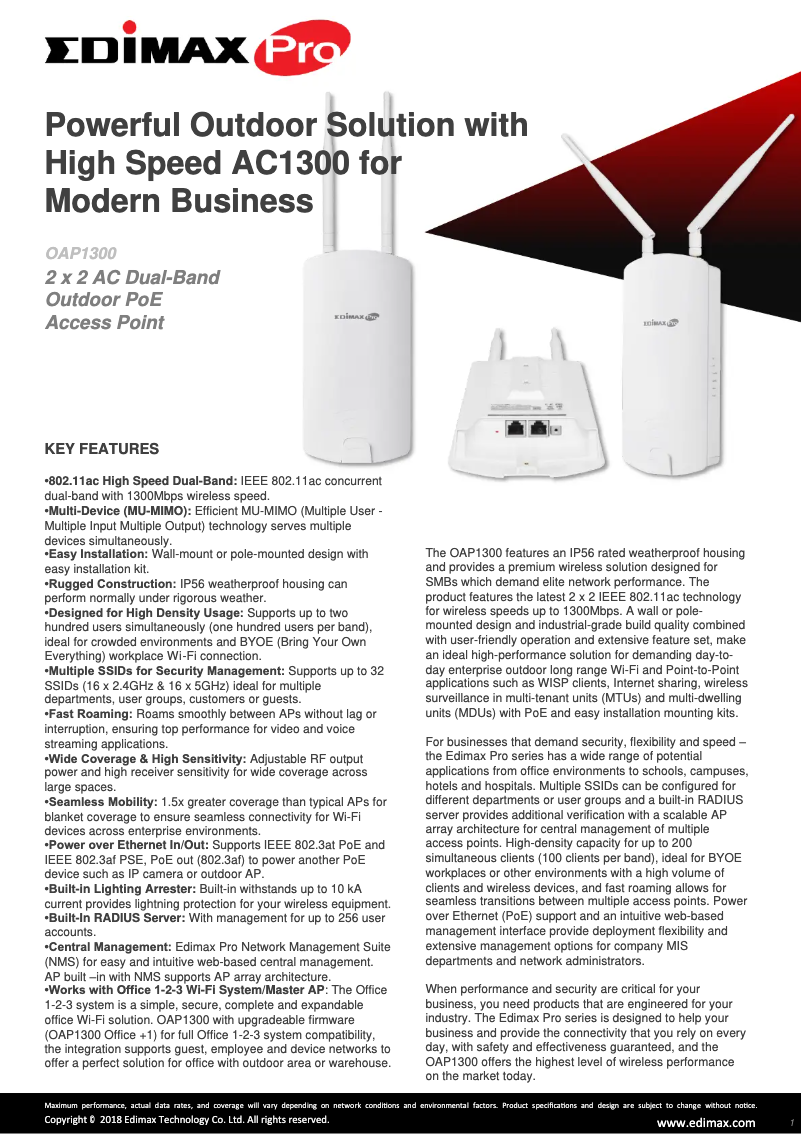 Image de la première page du manuel de l'appareil OAP1300