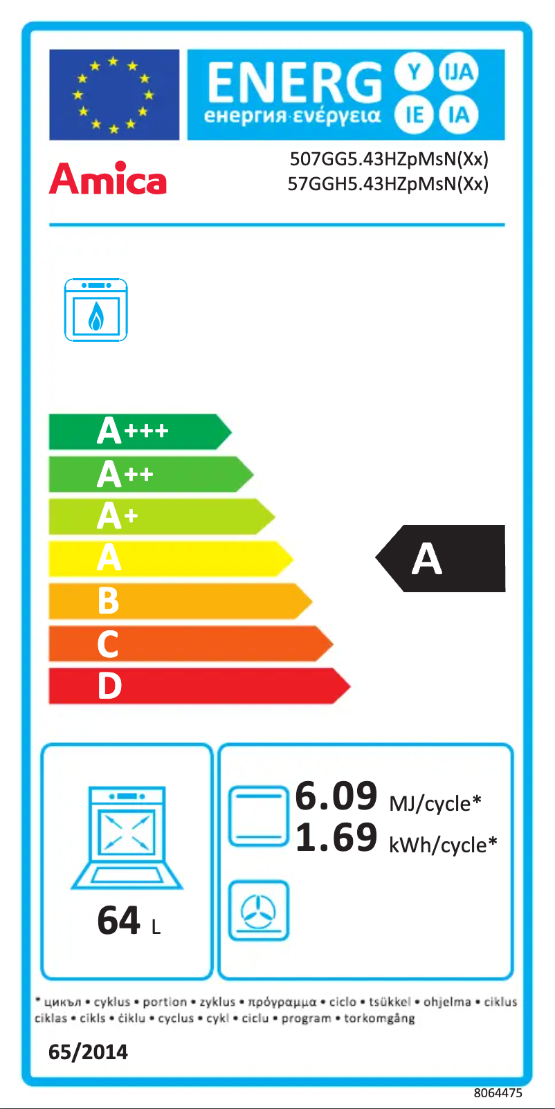 Page 1 de la notice Manuel utilisateur Amica 57GGH5.43HZPMSN(XX)