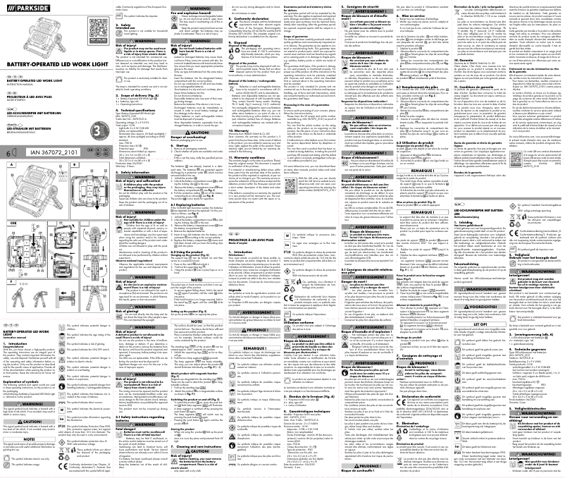 Page 1 de la notice Manuel utilisateur Parkside IAN 367072