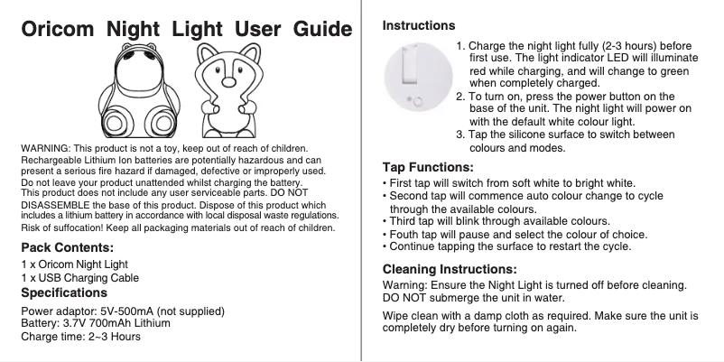 Page 1 de la notice Manuel utilisateur Oricom ONBH05